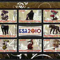 Congo 2010 Mushrooms & Fauna #09 perf sheetlet containing 8 values plus Scouts label unmounted mint