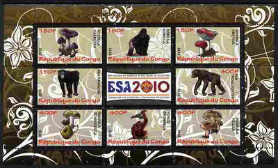 Congo 2010 Mushrooms & Fauna #09 perf sheetlet containing 8 values plus Scouts label unmounted mint