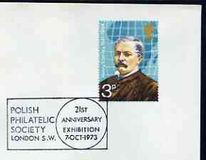Postmark - Great Britain 1973 cover bearing illustrated cancellation for Polish Philatelic Society, 21st Anniversary Exhibition