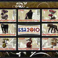 Congo 2010 Mushrooms & Fauna #09 imperf sheetlet containing 8 values plus Scouts label unmounted mint