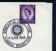 Postmark - Great Britain 1968 cover bearing illustrated cancellation for Newcastle Upon Tyne Rotary, Hobbies Exhibition