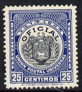 Venezuela 1912 Official 25c (without Stars) virtually unmounted mint SG O356