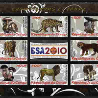 Congo 2010 Mushrooms & Fauna #10 imperf sheetlet containing 8 values plus Scouts label unmounted mint