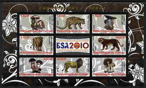 Congo 2010 Mushrooms & Fauna #10 imperf sheetlet containing 8 values plus Scouts label unmounted mint