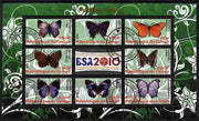Congo 2010 Butterflies #01 perf sheetlet containing 8 values plus Scouts label fine cto used