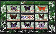 Congo 2010 Butterflies #01 perf sheetlet containing 8 values plus Scouts label unmounted mint