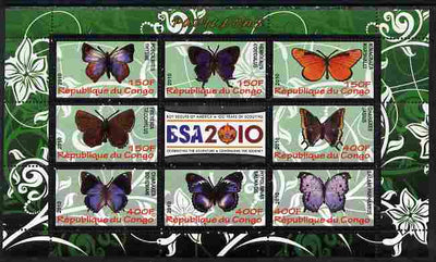 Congo 2010 Butterflies #01 perf sheetlet containing 8 values plus Scouts label unmounted mint
