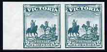Victoria 1900 Patriotic Fund 2d (Australian Troops in S Africa) imperf pair being a 'Hialeah' forgery on gummed paper (as SG 375)