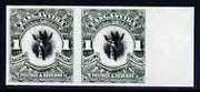 Tanganyika 1922 Giraffe 1s imperf pair being a 'Hialeah' forgery on gummed paper (as SG 83)