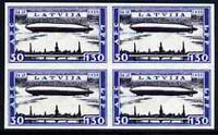 Latvia 1933 Charity 30-130s Graf Zeppelin imperf block of 4 being a 'Hialeah' forgery on gummed paper (as SG 245)