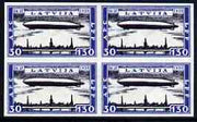 Latvia 1933 Charity 30-130s Graf Zeppelin imperf block of 4 being a 'Hialeah' forgery on gummed paper (as SG 245)