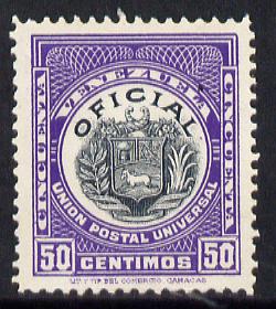 Venezuela 1912 Official 50c (without Stars) virtually unmounted mint SG O357