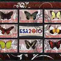 Congo 2010 Butterflies #02 perf sheetlet containing 8 values plus Scouts label fine cto used