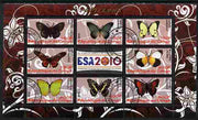 Congo 2010 Butterflies #02 perf sheetlet containing 8 values plus Scouts label fine cto used