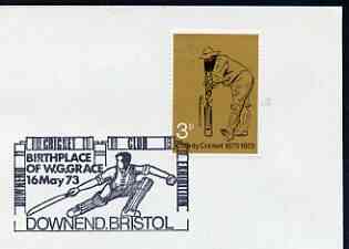 Postmark - Great Britain 1973 cover bearing special illustrated cancellation for Downend Cricket Club, birthplace of W G Grace