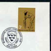 Postmark - Great Britain 1973 cover bearing illustrated cancellation for Headquarters of Sussex County Cricket Club, Hove
