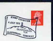 Postmark - Great Britain 1970 cover bearing special illustrated cancellation for Stamp Exhibition, Glastonbury Tor