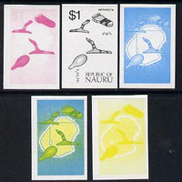 Nauru 1973 Artefacts & Map $1 definitive (SG 112) set of 5 unmounted mint IMPERF progressive proofs on gummed paper (blue, magenta, yelow, black and blue & yellow)