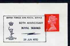 Postmark - Great Britain 1970 cover bearing illustrated cancellation for 50th Anniversary Royal Signals (BFPS)