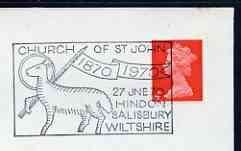 Postmark - Great Britain 1970 cover bearing illustrated cancellation for Centenary of Church of St John, Hindon (showing a sheep)