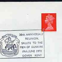 Postmark - Great Britain 1970 cover bearing illustrated cancellation for 30th Anniversary Reunion, Salute to the Men of Dunkirk