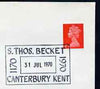 Postmark - Great Britain 1970 cover bearing special cancellation for 800th Anniversary St Thomas Becket
