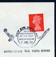 Postmark - Great Britain 1970 cover bearing illustrated cancellation for 50th Anniversary of First Hendon RAF Air Display (BFPS)