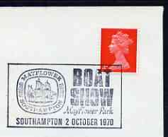 Postmark - Great Britain 1970 cover bearing illustrated cancellation for Boat Show, Mayflower Park, Southampton