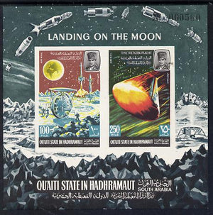 Aden - Qu'aiti 1967 Moon Landing imperf miniature sheet unmounted mint Mi BL 9B