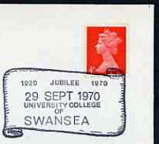 Postmark - Great Britain 1970 cover bearing illustrated cancellation for Swansea University College Jubilee