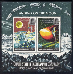 Aden - Qu'aiti 1967 Moon Landing miniature sheet unmounted mint, Mi BL 9A)
