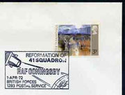 Postmark - Great Britain 1972 cover bearing special cancellation for Reformation of 41 Squadron, RAF Coningsby (BFPS)