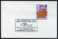Postmark - Great Britain 1973 cover bearing illustrated cancellation for 30th Anniversary of First Glider launch from Water, Windermere