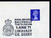 Postmark - Great Britain 1971 cover bearing illustrated cancellation for Closure of RAF Ballykelly