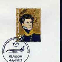 Postmark - Great Britain 1972 cover bearing illustrated cancellation for Lufthansa First Flight Glasgow to Frankfurt
