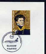 Postmark - Great Britain 1972 cover bearing illustrated cancellation for Lufthansa First Flight Glasgow to Frankfurt