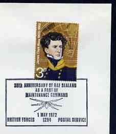 Postmark - Great Britain 1972 cover bearing illustrated cancellation for 30th Anniversary of RAF Sealand,(BFPS)