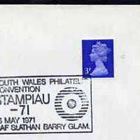 Postmark - Great Britain 1971 cover bearing illustrated cancellation for Stampiau 71 - South Wales Philatelic Convention, RAF St Anthan