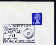 Postmark - Great Britain 1971 cover bearing illustrated cancellation for Stampiau 71 - South Wales Philatelic Convention, RAF St Anthan