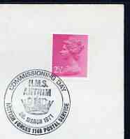 Postmark - Great Britain 1971 cover bearing special cancellation for Commissioning of HMS Antrim (BFPS)