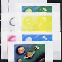 Lesotho 1981 Saturn & Voyager Space Exploration m/sheet the set of 7 imperf progressive proofs comprising the 5 individual colours plus 2 different combination composites, extremely rare unmounted mint