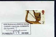 Postmark - Great Britain 1973 cover bearing illustrated cancellation for GWR Air Service, Cardiff - Haldon - Plymouth