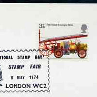 Postmark - Great Britain 1974 card bearing illustrated cancellation for National Stamp Day, London WC (showing a Beefeater)