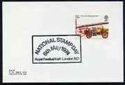 Postmark - Great Britain 1974 card bearing illustrated cancellation for National Stamp Day, Royal Festival Hall
