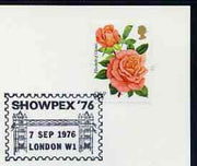 Postmark - Great Britain 1976 card bearing illustrated cancellation for Showpex '76, showing Tower Bridge