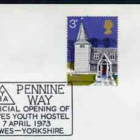 Postmark - Great Britain 1973 cover bearing illustrated cancellation for Pennine Way, Hawes Youth Hostel