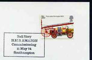 Postmark - Great Britain 1974 card bearing special cancellation for Sail Navy, HMS Amazon Commissioning