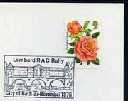 Postmark - Great Britain 1976 card bearing illustrated cancellation for Lombard RAC Rally showing Pulteney Bridge