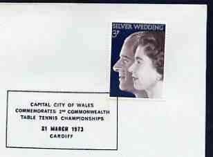 Postmark - Great Britain 1973 cover bearing special cancellation for Capital City of Wales - 2nd Commonwealth Table Tennis Championship (Cardiff)