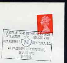 Postmark - Great Britain 1970 cover bearing special cancellation for Eastville Park Methodist Church & Induction of Rev Davies (showing a Scallop shell)